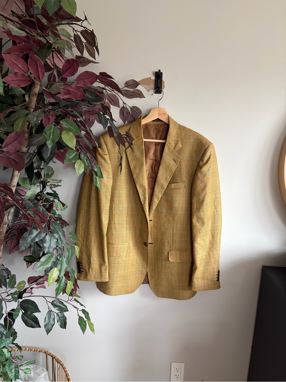 Men's Mustard Plaid Sport Coat - Classic Tailored Blazer